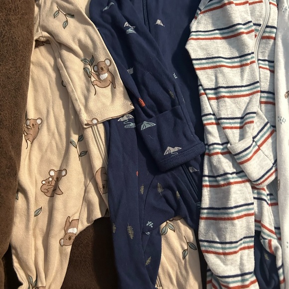 Carter's Kids 2 way zipper One Pieces Footies - Navy, Cream, White - Picture 2 of 3